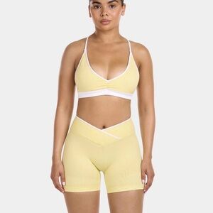 Vibrant Yellow Sports Bra and Shorts
